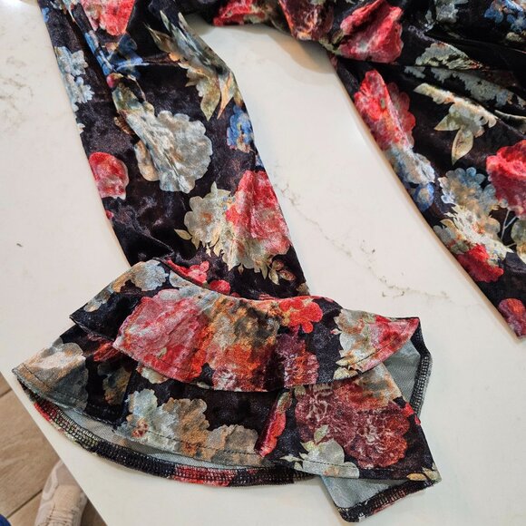 BCBGeneration Crushed Floral Velvet Open Cardigan Sz Small Junior Boho - Picture 7 of 12